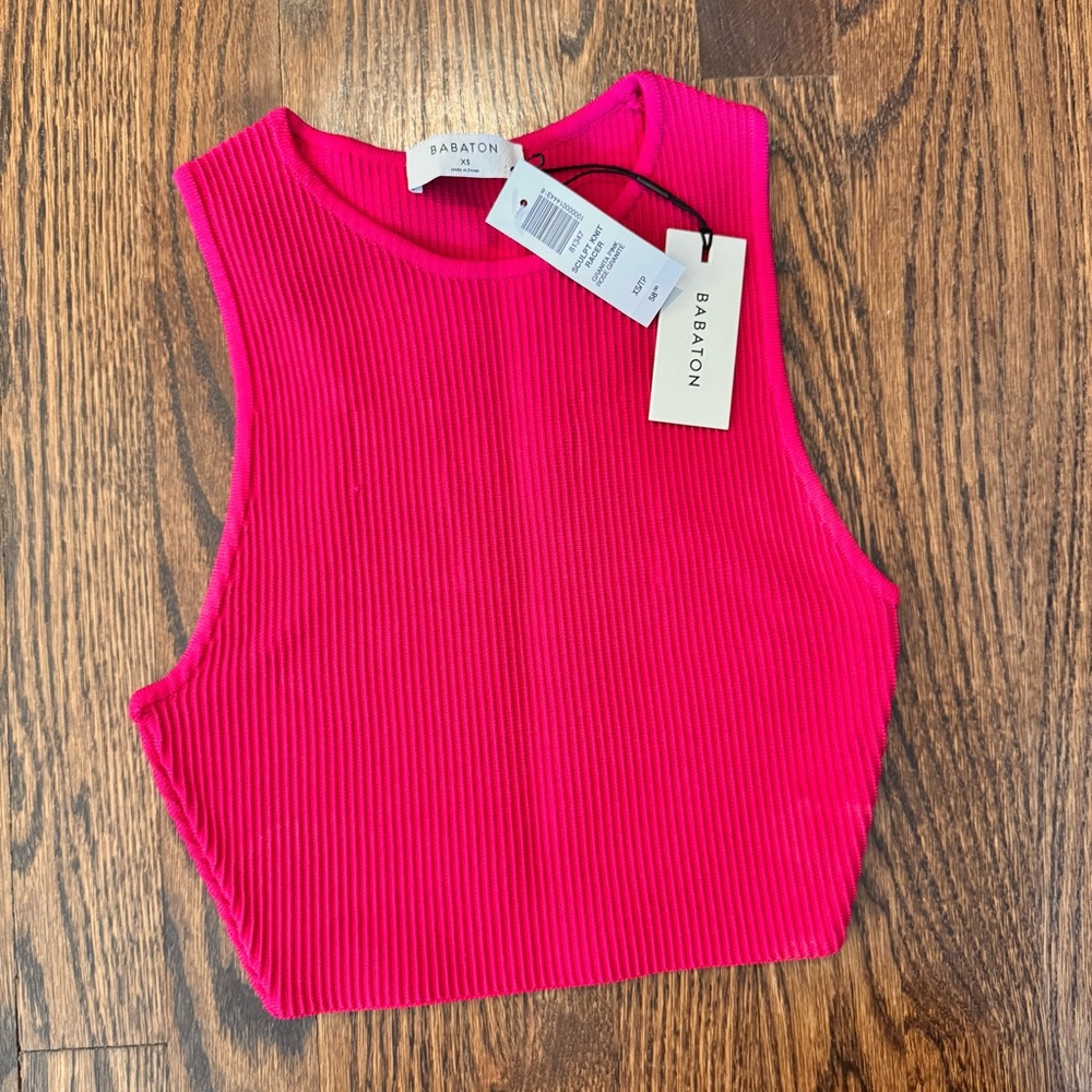 NWT Aritzia Babaton Sculpt Knit Top in Granita Pink XS